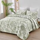 Conjunto de edredões WONGS BEDDING Botanical Queen Size, verde sálvia, 3 peças
