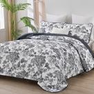 Conjunto de edredões WONGS BEDDING Botanical, tamanho completo, preto, 3 peças