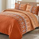 Conjunto de edredões WONGS BEDDING Burnt Orange Boho completo de 3 peças