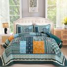 Conjunto de edredões WONGS BEDDING Green King Size 3 peças de microfibra Conjunto de edredões WONGS BEDDING Green King Size 3 peças de microfibra