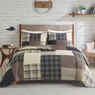Conjunto de edredões Woolrich Winter Hills Reversível Xadrez Bronzeado de 3 peças