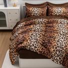 Conjunto de edredom A Night Night Leopard Print Satin Full/Queen Conjunto de edredom A Night Night Leopard Print Satin Full/Queen