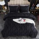 Conjunto de edredom Andency Black Pinch Pleat Queen com 2 fronhas