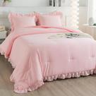 Conjunto de edredom Andency Pink Queen Size 3 peças de microfibra