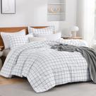 Conjunto de edredom Andency White Grid King Size com 2 fronhas Conjunto de edredom Andency White Grid King Size com 2 fronhas