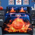 Conjunto de edredom Bargot Basketball Fire Court em tamanho real