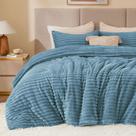 Conjunto de edredom BEDELITE Fleece Queen Blue Fog com 2 fronhas