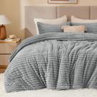 Conjunto de edredom BEDELITE Fleece Queen Super Soft & Warm Grey