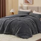 Conjunto de edredom BEDELITE Fluffy King Size Grey Fleece, 3 peças