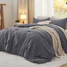 Conjunto de Edredom Bedsure California King - Cinza Escuro - 3 Peças
