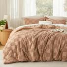 Conjunto de edredom Bedsure King Taupe Checkered, 3 peças