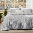 Conjunto de Edredom Bedsure Queen Size - Estilo Boho Tufted Cinza Claro - 3 Peças