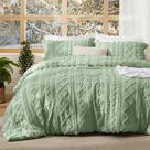 Conjunto de Edredom Bedsure Queen Size - Estilo Boho Tufted Verde Sálvia