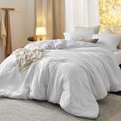 Conjunto de edredom Bedsure Queen Size reversível branco, 3 peças