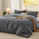 Conjunto de Edredom Bedsure Queen Size - Reversível, Cinza - 3 Peças