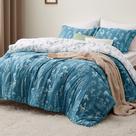 Conjunto de Edredom Bedsure Queen Teal Blue Floral - 3 Peças