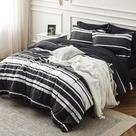 Conjunto de edredom Bedsure tamanho completo, 7 peças, preto listrado
