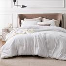 Conjunto de edredom Bedsure, tamanho completo, branco acinzentado, 3 peças