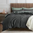 Conjunto de edredom Bedsure Waffle Queen Charcoal Cotton, 3 peças