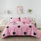 Conjunto de edredom Caressma Girls Pink Love Heart Twin Size