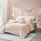 Conjunto de edredom Codi Twin para meninas rosa com ouro rosa, 3 peças