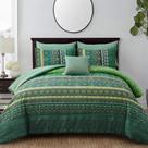 Conjunto de edredom Cottolester Boho Green Queen Size 8 peças