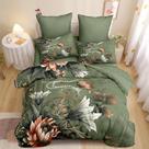 Conjunto de edredom Coutuechen Vintage Floral Queen Size Verde