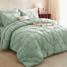 Conjunto de edredom CozyLux Green King Size de 7 peças, cama em uma bolsa