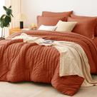 Conjunto de edredom CozyLux King Seersucker Burnt Orange de 7 peças Conjunto de edredom CozyLux King Seersucker Burnt Orange de 7 peças
