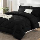 Conjunto de edredom CozyLux, tamanho completo, preto, 7 peças, cama em uma bolsa