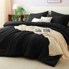 Conjunto de edredom CozyLux Twin preto de 5 peças para toda a temporada