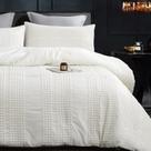 Conjunto de edredom Cupocupa King Size, branco, boho, tufado, 3 peças