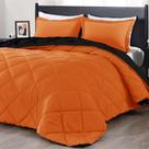 Conjunto de edredom de luxo King Size laranja e preto, 3 peças Conjunto de edredom de luxo King Size laranja e preto, 3 peças
