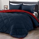 Conjunto de edredom de luxo King Size vermelho/azul marinho, 3 peças Conjunto de edredom de luxo King Size vermelho/azul marinho, 3 peças