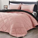 Conjunto de edredom de luxo Queen Pink/Black com 1 edredom e 2 capas