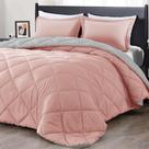 Conjunto de edredom de luxo Queen Pink/Grey, 3 peças All Seasons Conjunto de edredom de luxo Queen Pink/Grey, 3 peças All Seasons