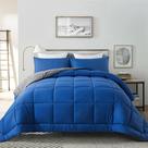 Conjunto de edredom DOWNCOOL azul/cinza, tamanho completo, 3 peças