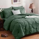 Conjunto de edredom DOWNCOOL Dark Green Queen com 7 peças