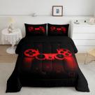 Conjunto de edredom Erosebridal Boys Gamer Twin Size preto e vermelho Conjunto de edredom Erosebridal Boys Gamer Twin Size preto e vermelho