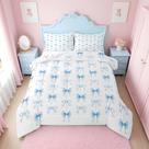 Conjunto de edredom Erosebridal Cute Blue Bow para meninas Conjunto de edredom Erosebridal Cute Blue Bow para meninas