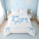 Conjunto de edredom Erosebridal Light Blue Twin para meninas com laço