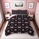 Conjunto de edredom Erosebridal Pink Black Bow Tie para meninas