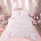 Conjunto de edredom Feelyou Cute Pink Bow Twin Size, microfibra Conjunto de edredom Feelyou Cute Pink Bow Twin Size, microfibra