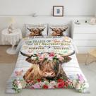 Conjunto de edredom Feelyou Highland Cow Rose King com 2 fronhas Conjunto de edredom Feelyou Highland Cow Rose King com 2 fronhas
