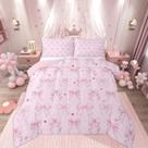 Conjunto de edredom Feelyou Kawaii Cute Pink Bow Kids Twin Size Conjunto de edredom Feelyou Kawaii Cute Pink Bow Kids Twin Size