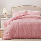 Conjunto de edredom HARBOREST Queen Pink Ruffle, 3 peças Conjunto de edredom HARBOREST Queen Pink Ruffle, 3 peças