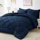 Conjunto de edredom HEVUMYI Navy Blue Queen de 7 peças para toda a temporada