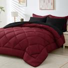 Conjunto de edredom HEVUMYI Red & Black King de 7 peças para toda a temporada