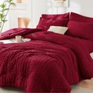 Conjunto de edredom HYMOKEGE Burgundy Queen 7 peças Seersucker
