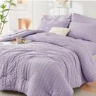 Conjunto de edredom HYMOKEGE Lavender Queen 7 peças Seersucker